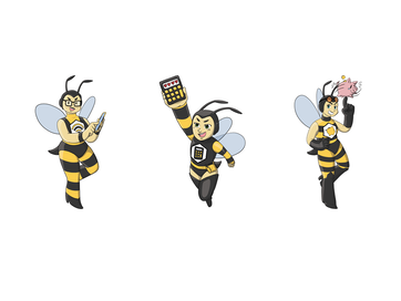 Cartoon of three bees